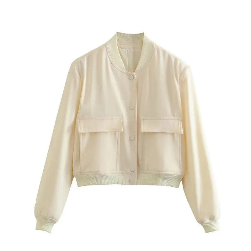 Nancy | Women’s Trendy Button Front Cropped Jacket
