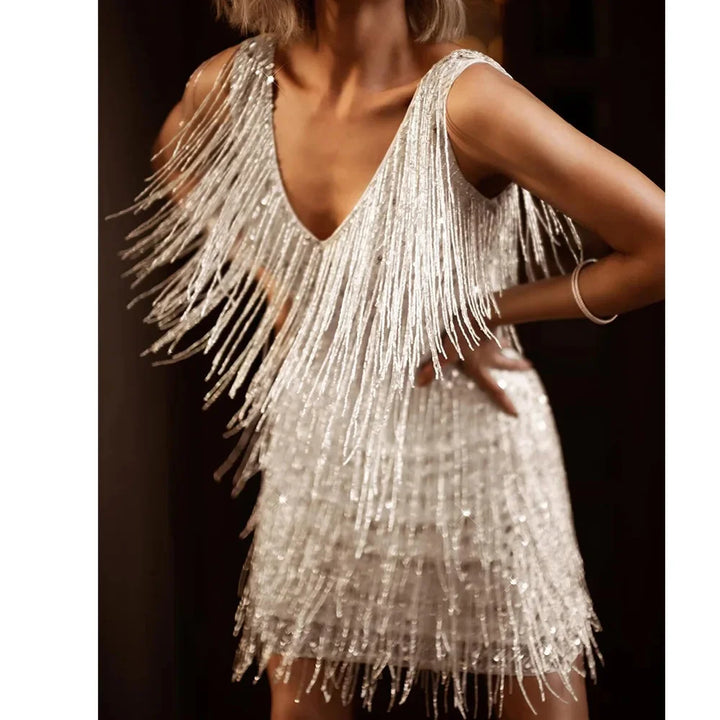 Faye | Women’s Cocktail Dress with Fringe Feathers