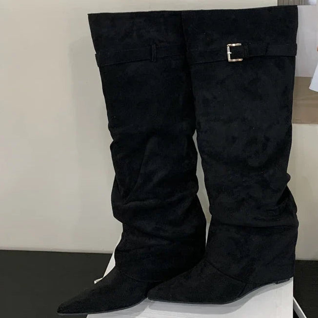 Elsie | Women’s Leather Thigh-High Boots with Buckle