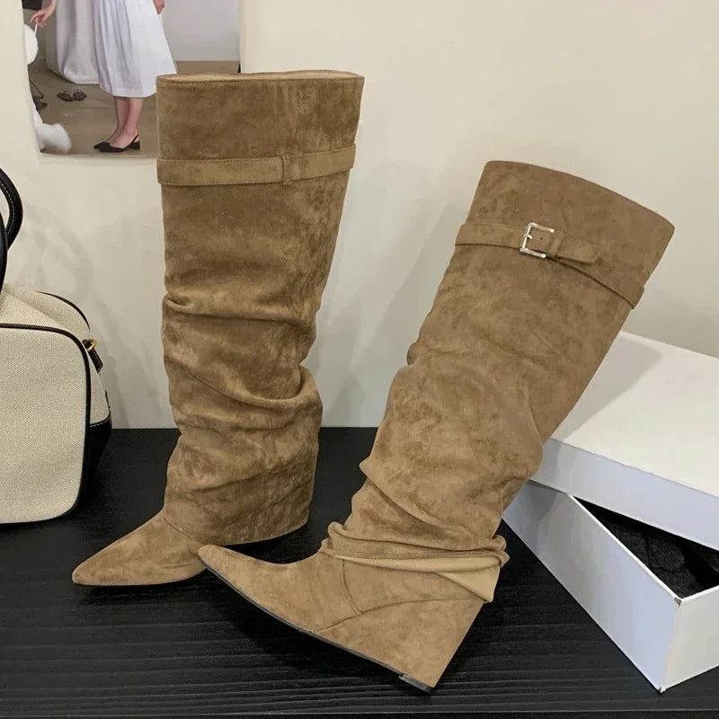 Elsie | Women’s Leather Thigh-High Boots with Buckle