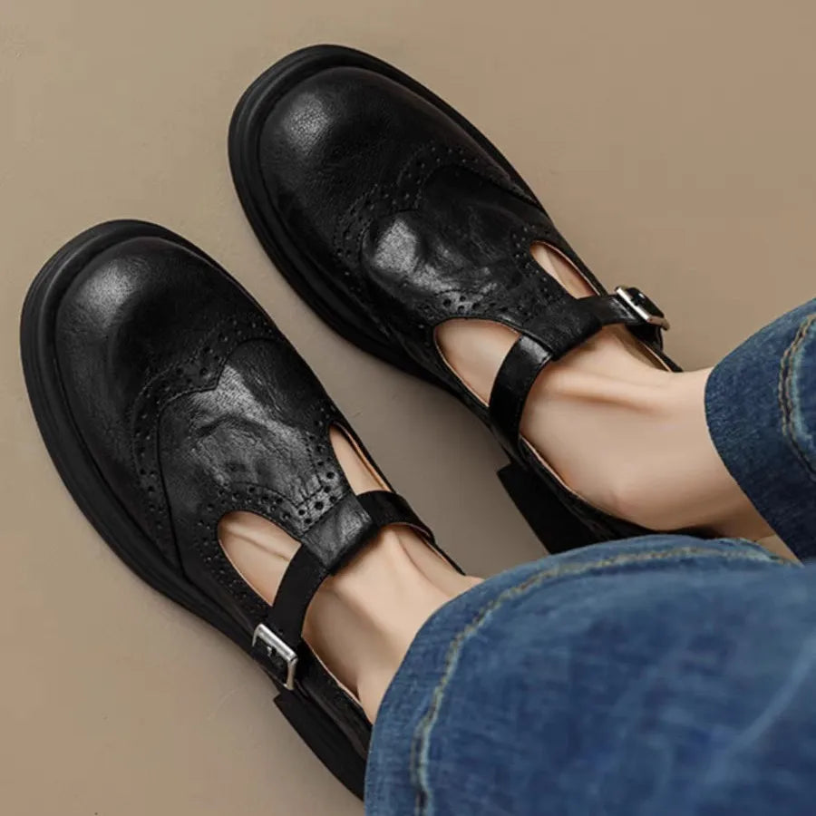 Clara | Classic Women’s Leather T-Strap Shoes