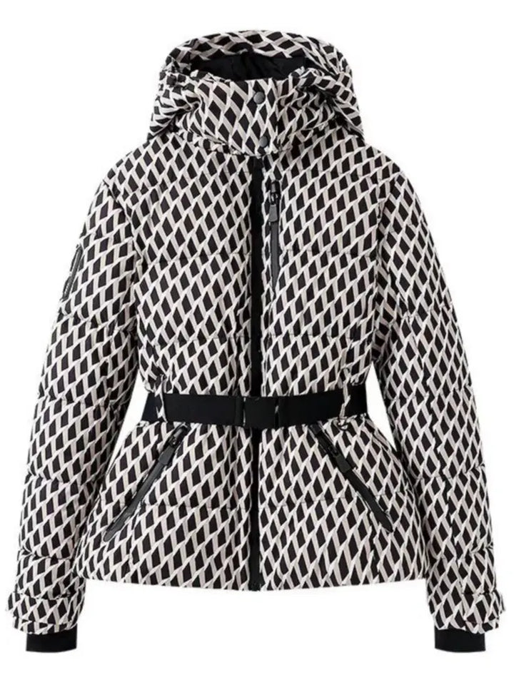 Katie | Women’s Belted Hooded Front Zip Puffer Jacket