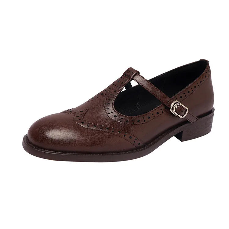 Demi | Classic Women’s Leather T-Strap Shoes