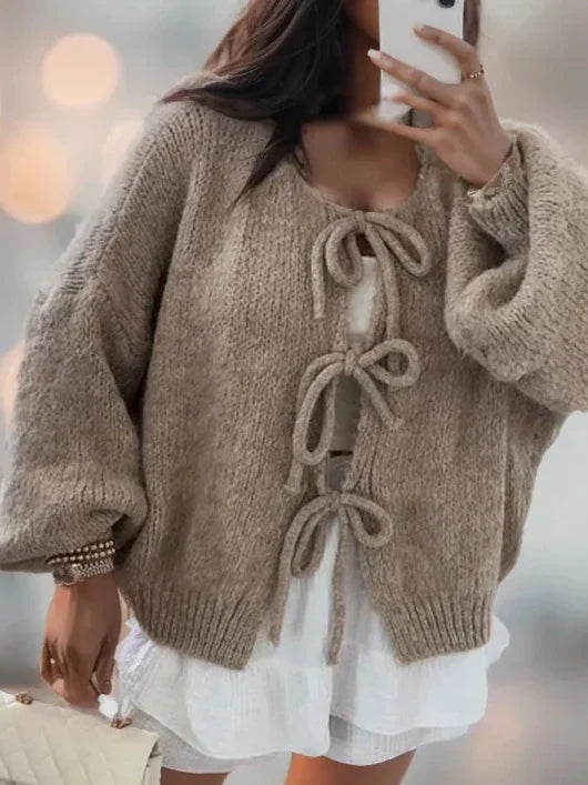 Ella | Women’s Soft Knit Cardigan with Bow Ties