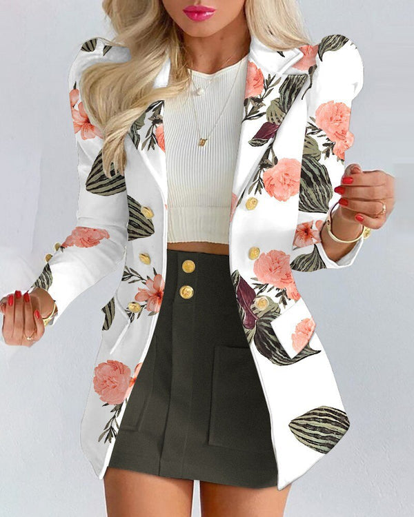 Elsie | Women’s Double-Breasted  Blazer With Mini Skirt Set