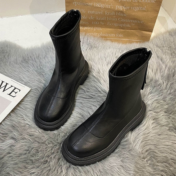 Isabella | Elegant Mid Calf Leather Look Boots Women