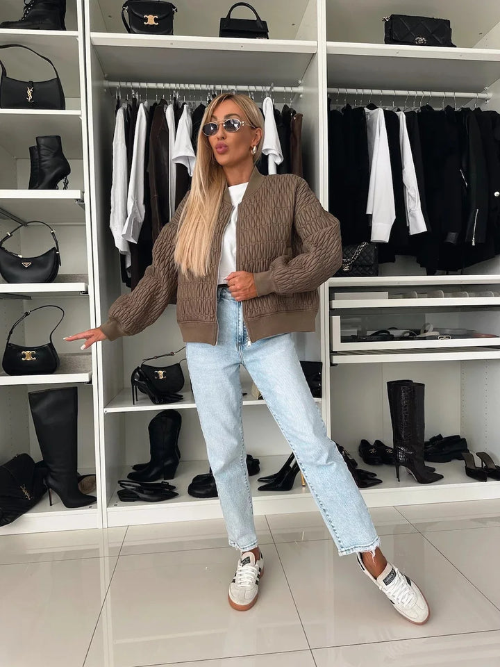 Lydia | Women’s Quilted Short Zip-Up Bomber Jacket