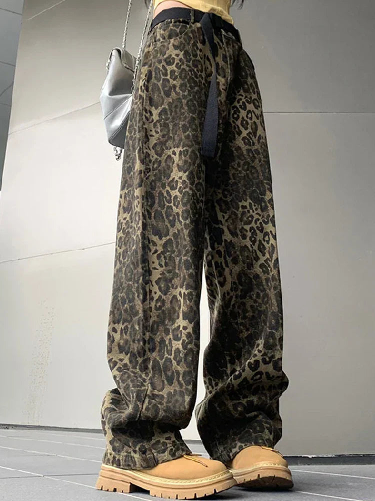 Bonnie | Women’s Leopard Print Relaxed Wide-Leg Jeans