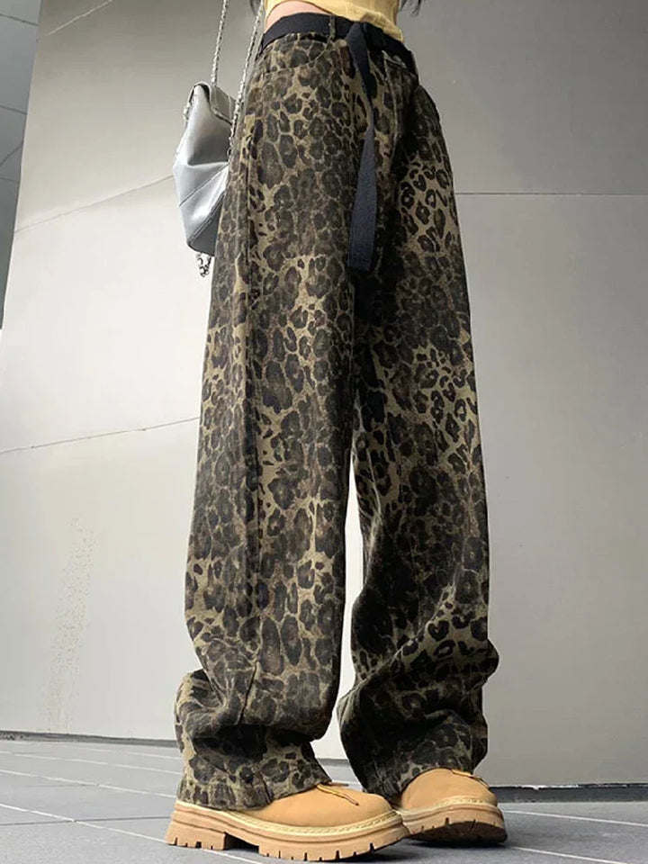 Bonnie | Women’s Leopard Print Relaxed Wide-Leg Jeans