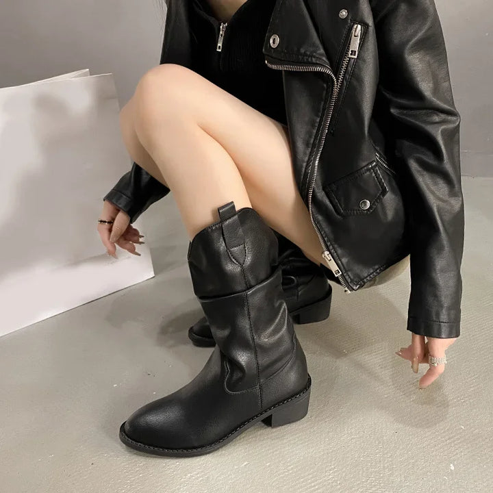 Bethany | Women’s Leather Knee-High Boots with Heels
