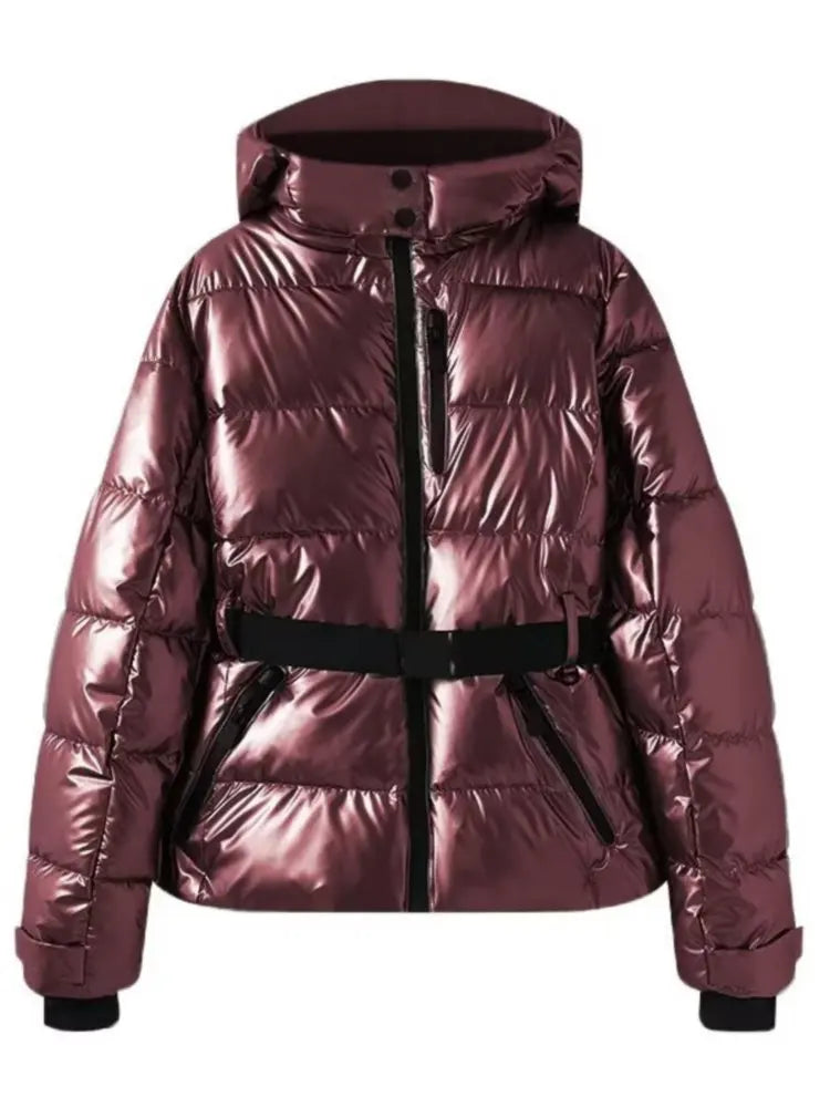 Katie | Women’s Belted Hooded Front Zip Puffer Jacket