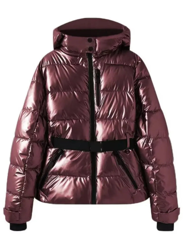 Katie | Women’s Belted Hooded Front Zip Puffer Jacket