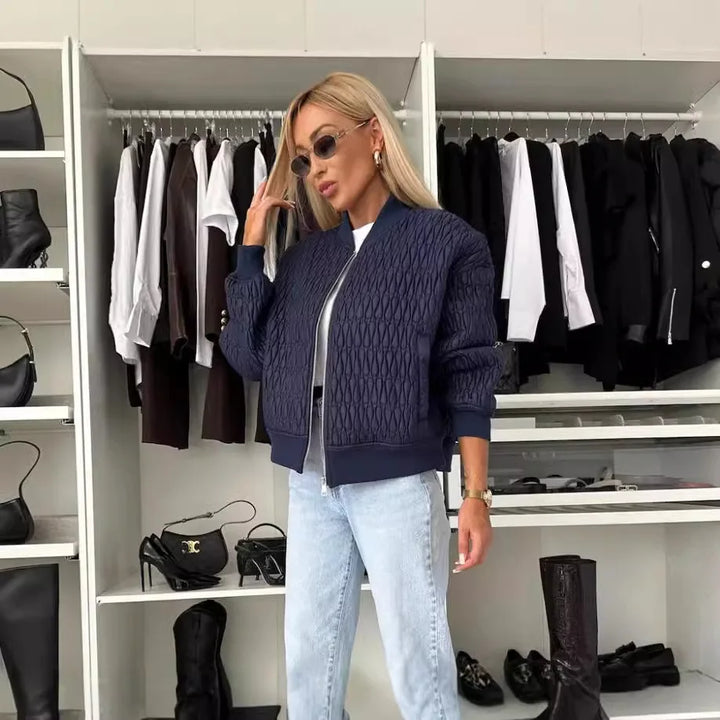 Lydia | Women’s Quilted Short Zip-Up Bomber Jacket