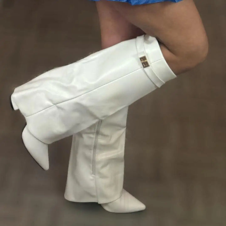 Ella | Women’s Leather Thigh-High Boots with Buckle