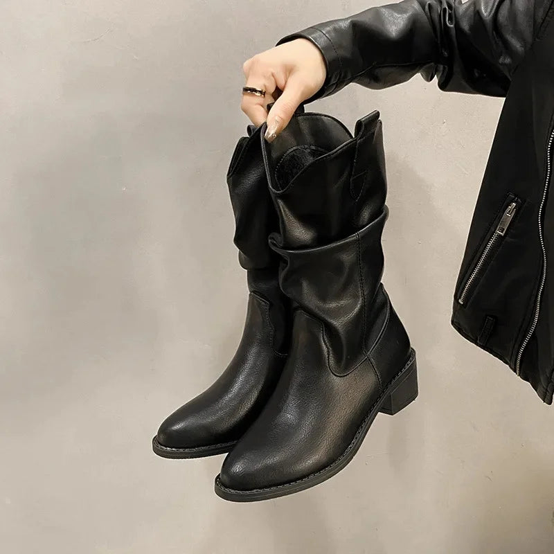 Bethany | Women’s Leather Knee-High Boots with Heels