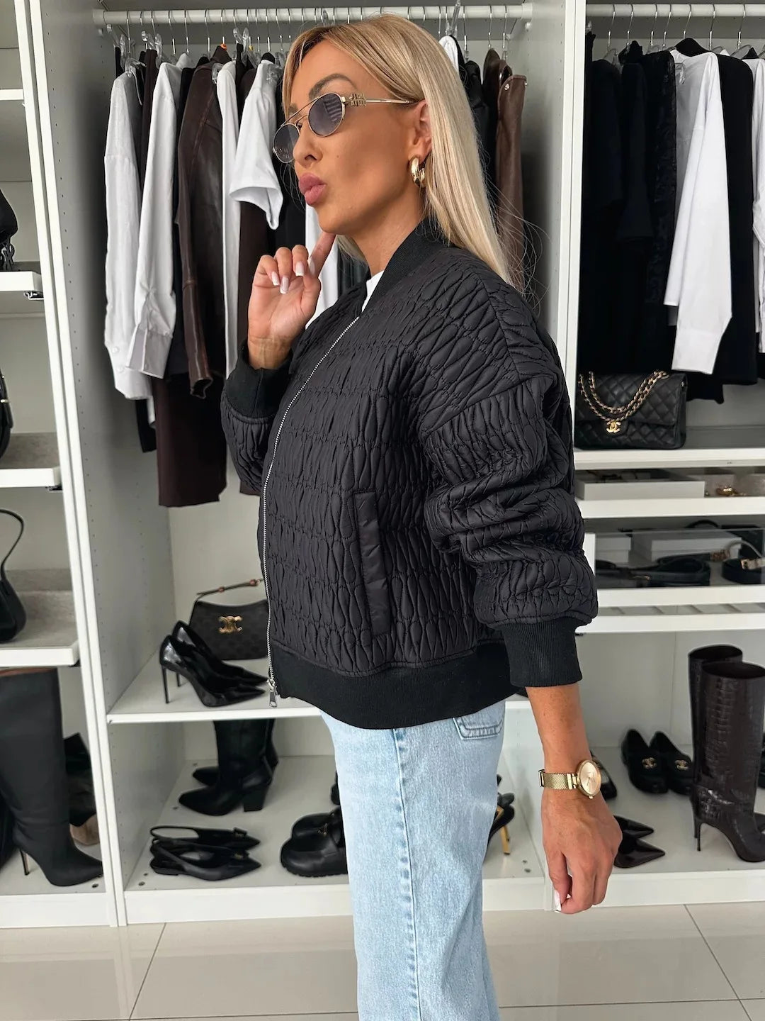 Lydia | Women’s Quilted Short Zip-Up Bomber Jacket