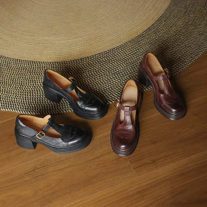 Daisy | Classic Women’s Leather T-Strap Shoes