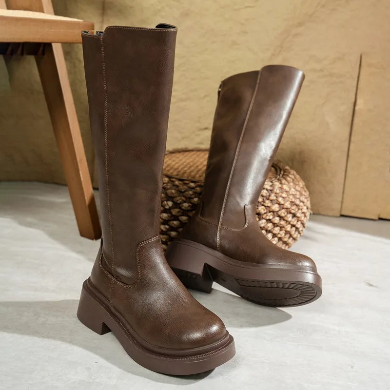 Beatrice | Women’s Leather Knee-High Boots with Heels