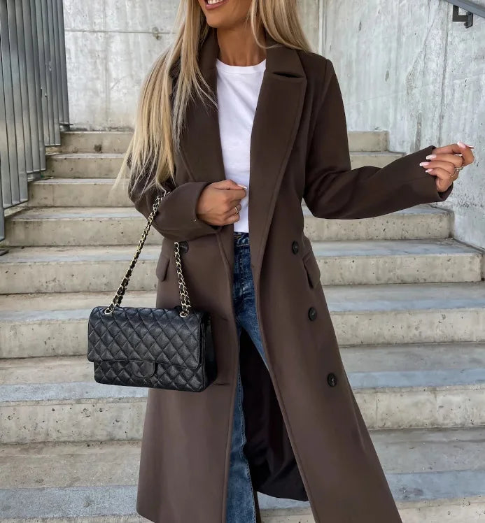 Audrey | Women’s Long Lapel Button Front  Coat