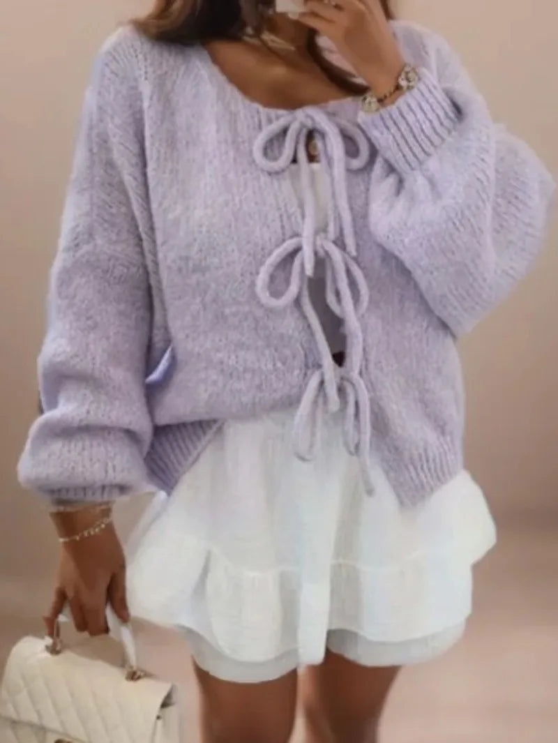 Ella | Women’s Soft Knit Cardigan with Bow Ties