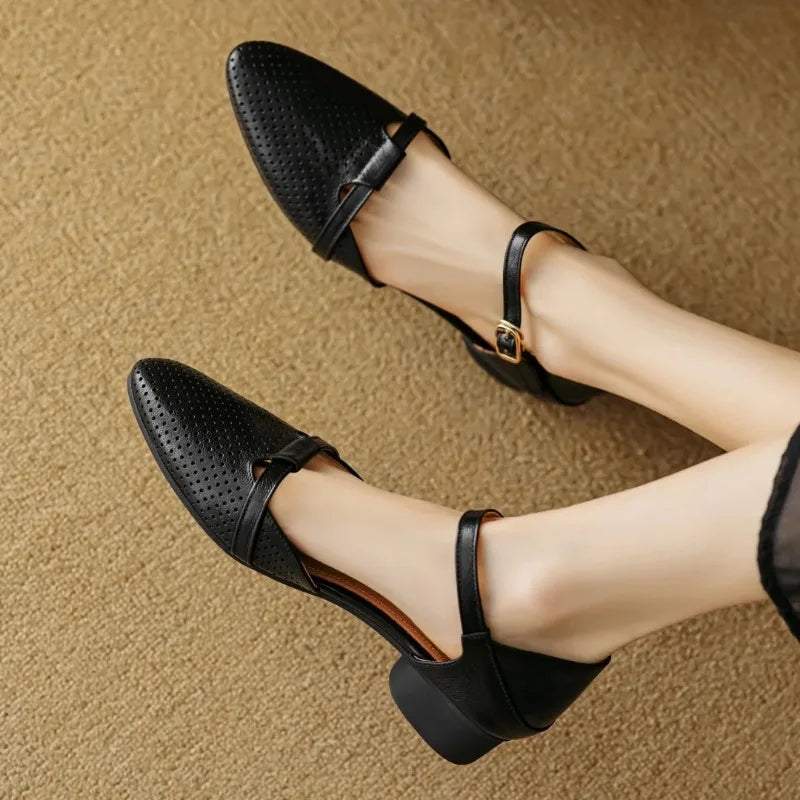 Amara | Block Leather Heels