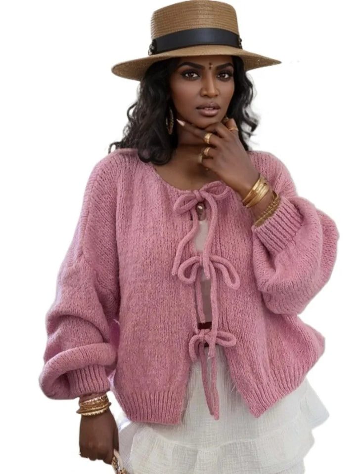 Ella | Women’s Soft Knit Cardigan with Bow Ties