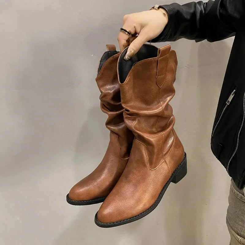 Bethany | Women’s Leather Knee-High Boots with Heels