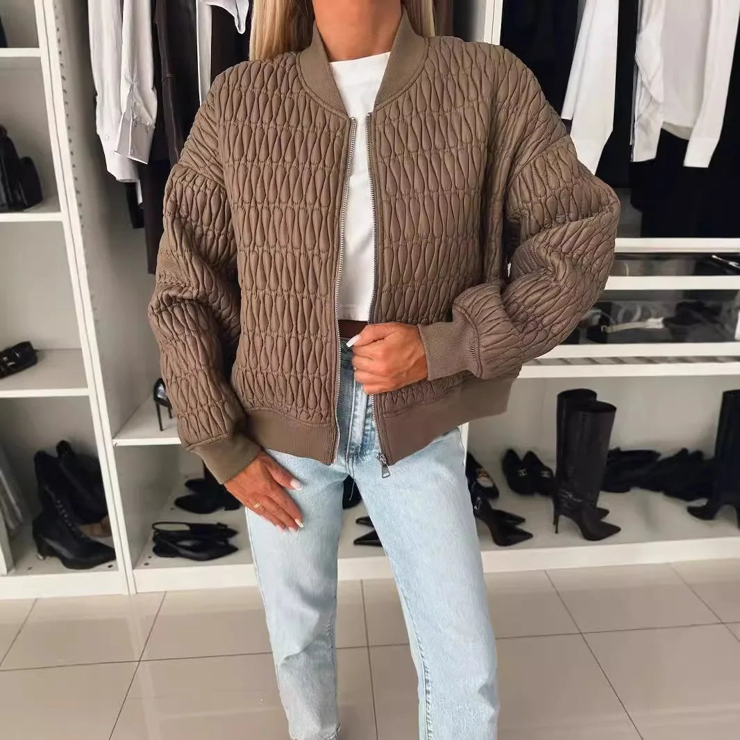Lydia | Women’s Quilted Short Zip-Up Bomber Jacket