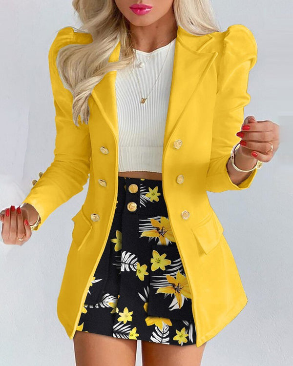 Elsie | Women’s Double-Breasted  Blazer With Mini Skirt Set