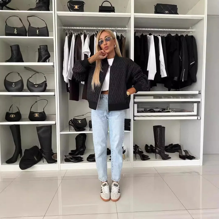 Lydia | Women’s Quilted Short Zip-Up Bomber Jacket