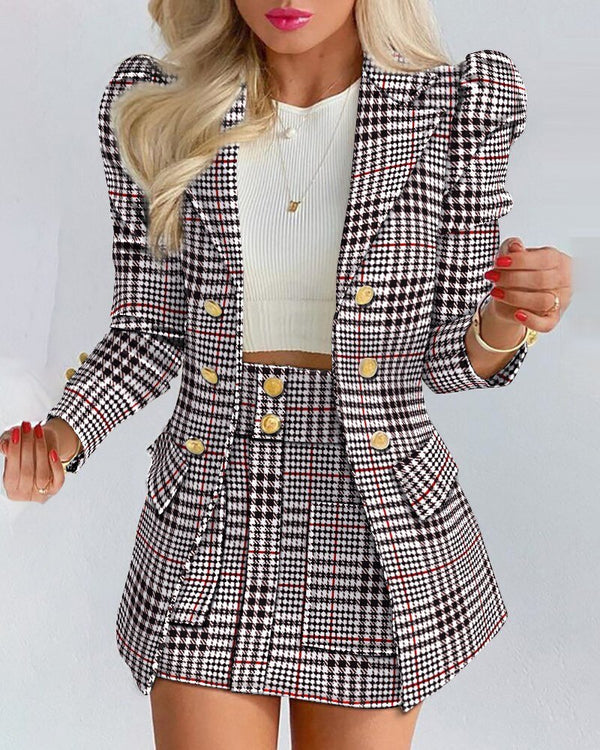 Elsie | Women’s Double-Breasted  Blazer With Mini Skirt Set