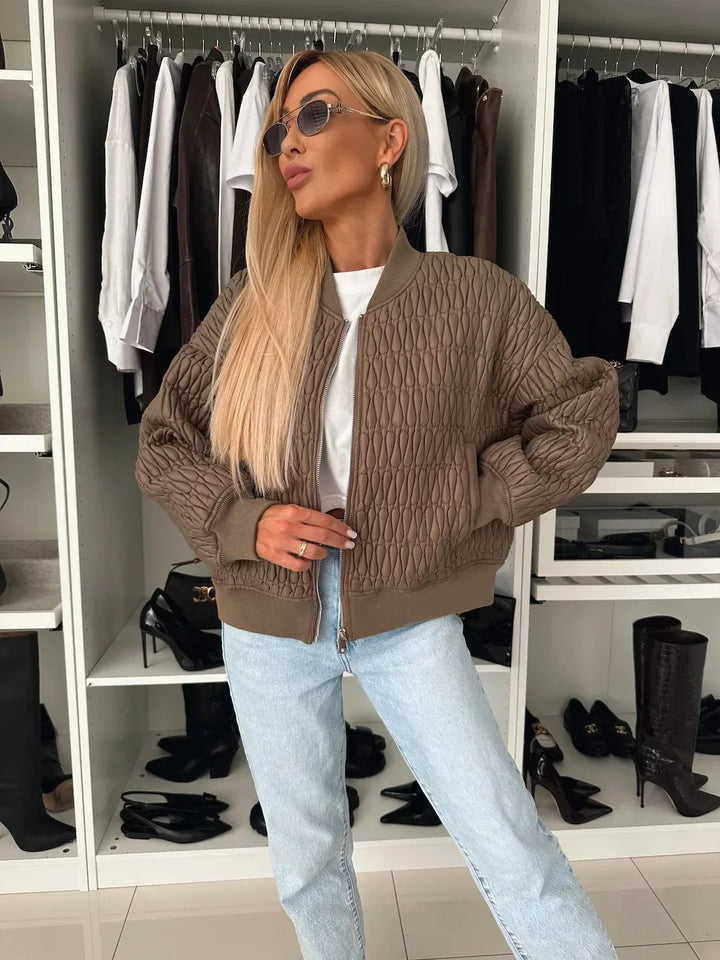 Lydia | Women’s Quilted Short Zip-Up Bomber Jacket