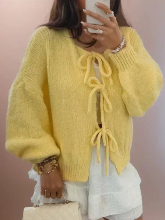 Ella | Women’s Soft Knit Cardigan with Bow Ties