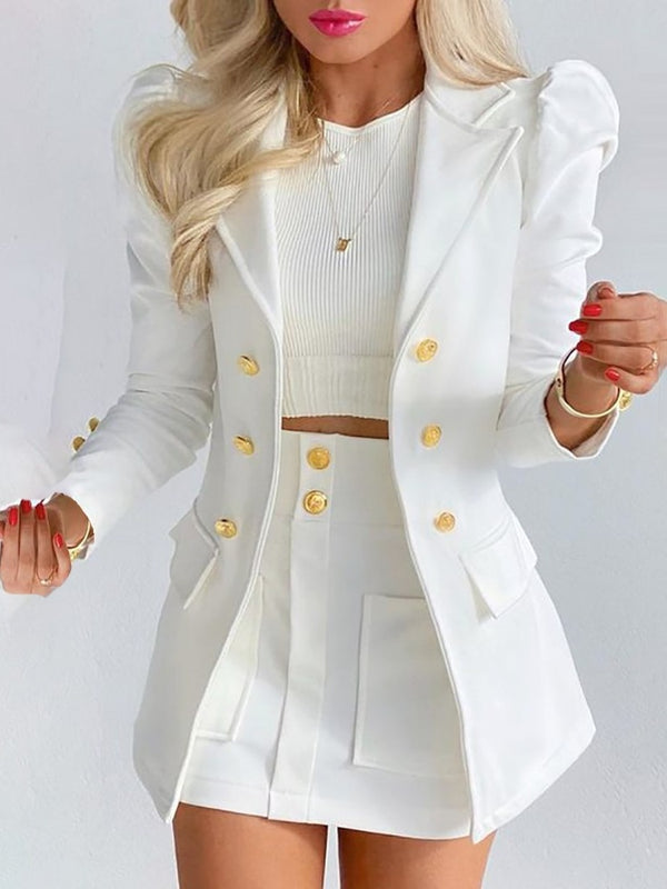 Elsie | Women’s Double-Breasted  Blazer With Mini Skirt Set