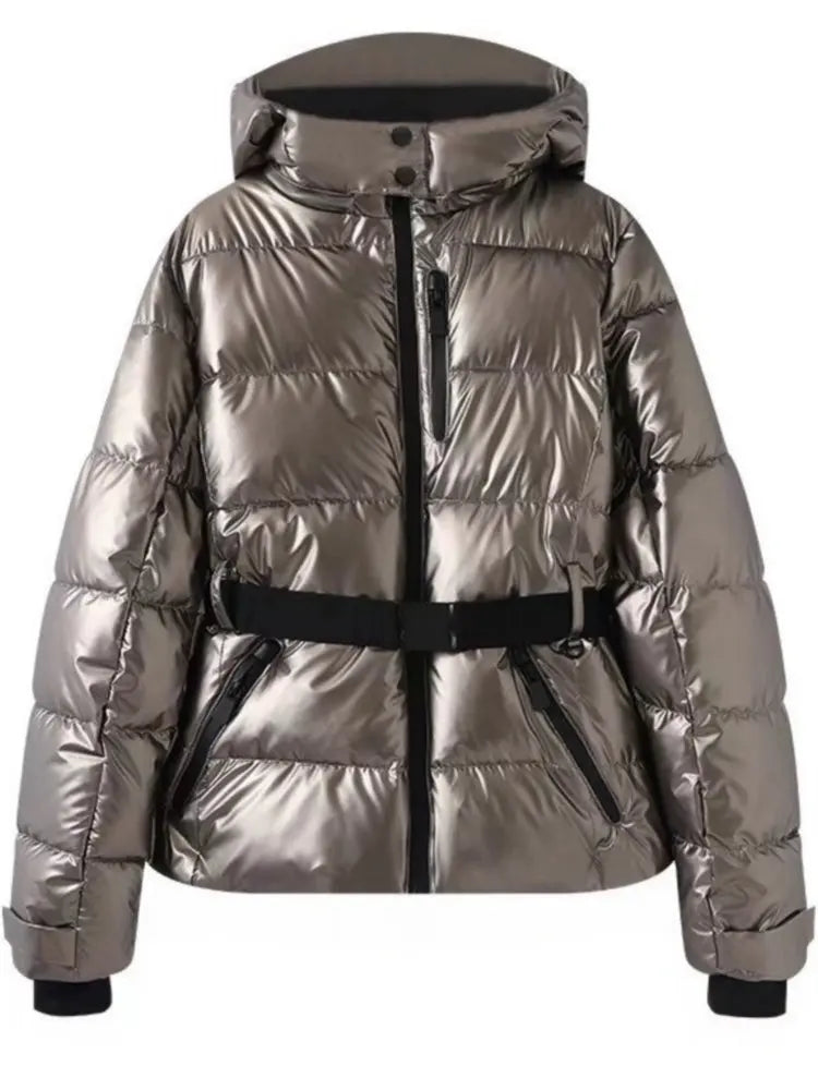 Katie | Women’s Belted Hooded Front Zip Puffer Jacket