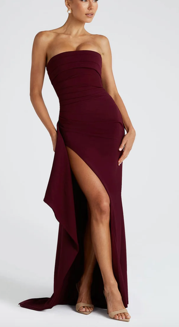 Lauren | Women’s High Slit Strapless Maxi Dress