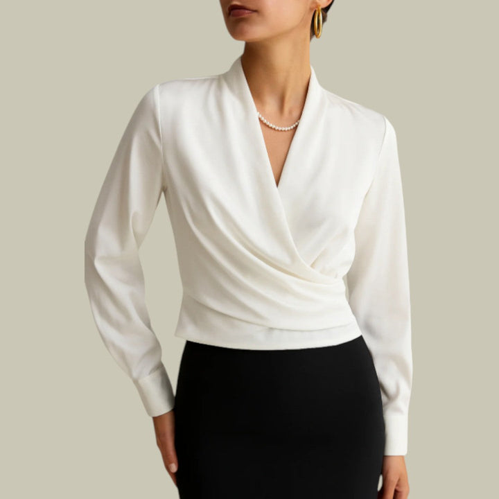 Sophia | Women’s Elegant V-Neck Satin Blouse