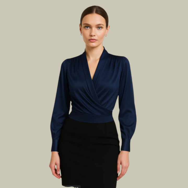 Sophia | Women’s Elegant V-Neck Satin Blouse