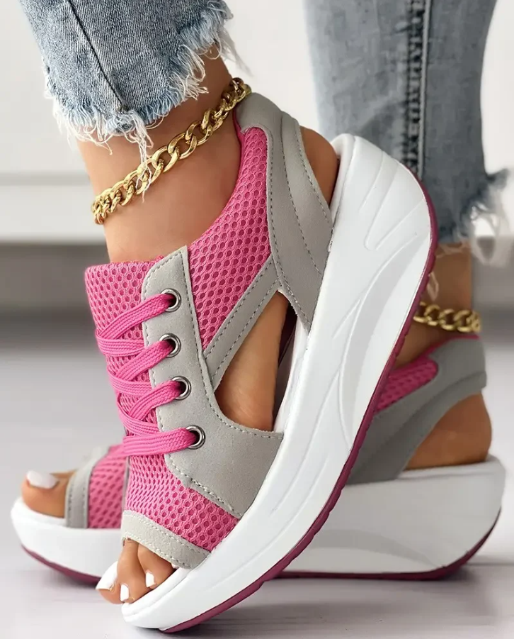 Lexi | Open-toe Wedge Trainers