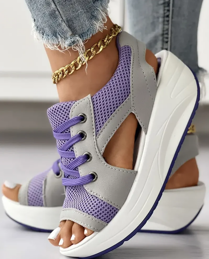 Lexi | Open-toe Wedge Trainers