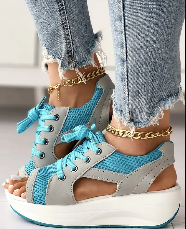 Lexi | Open-toe Wedge Trainers
