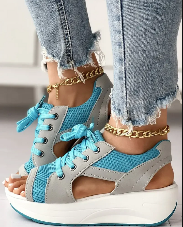 Lexi | Open-toe Wedge Trainers