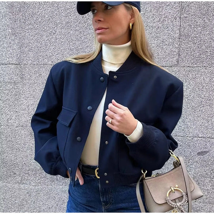 Bethany | Women’s Casual Snap Button Bomber Jacket
