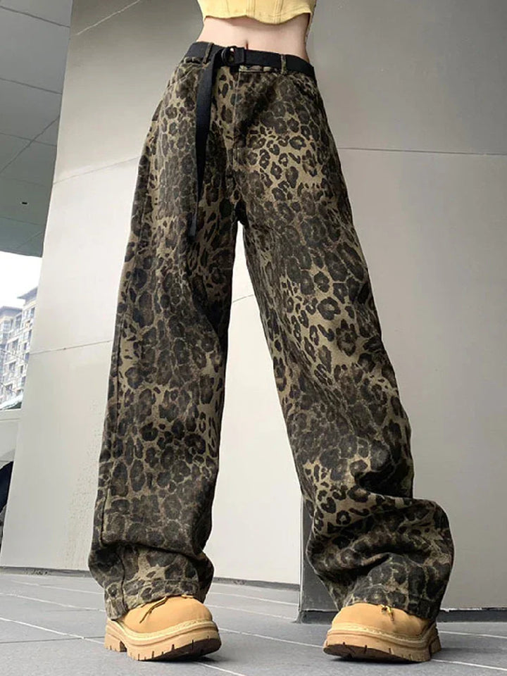Bonnie | Women’s Leopard Print Relaxed Wide-Leg Jeans