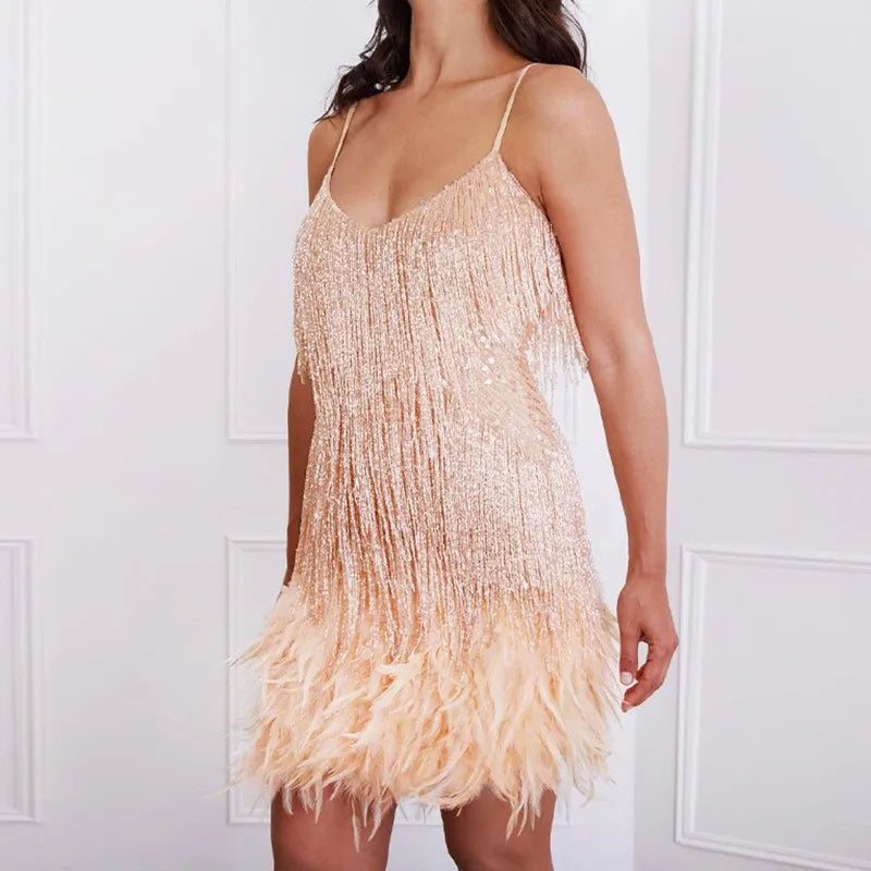 Faith | Women’s Cocktail Dress with Fringe Feathers