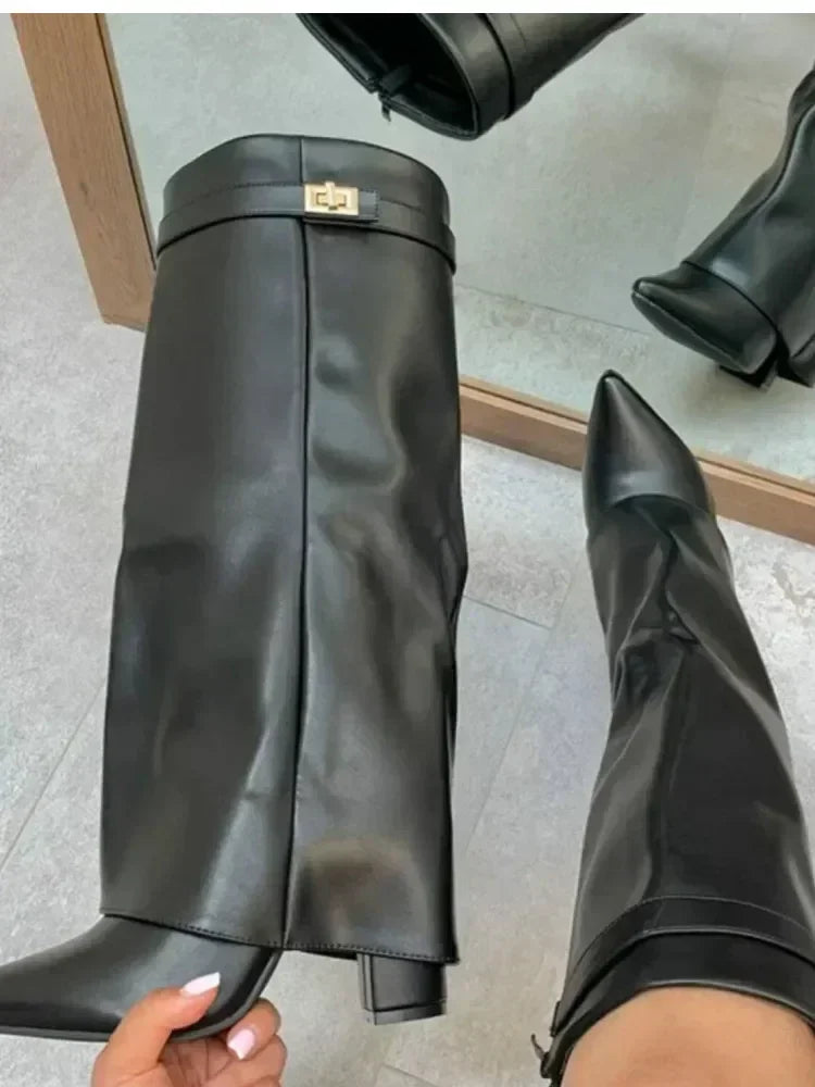 Eloise | Women’s Leather Thigh-High Boots with Buckle