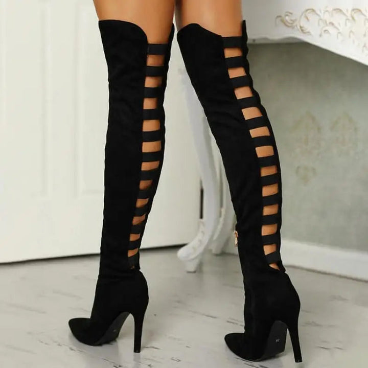 Ava | Elegant Women’s Thigh-High Open-Toe Boots
