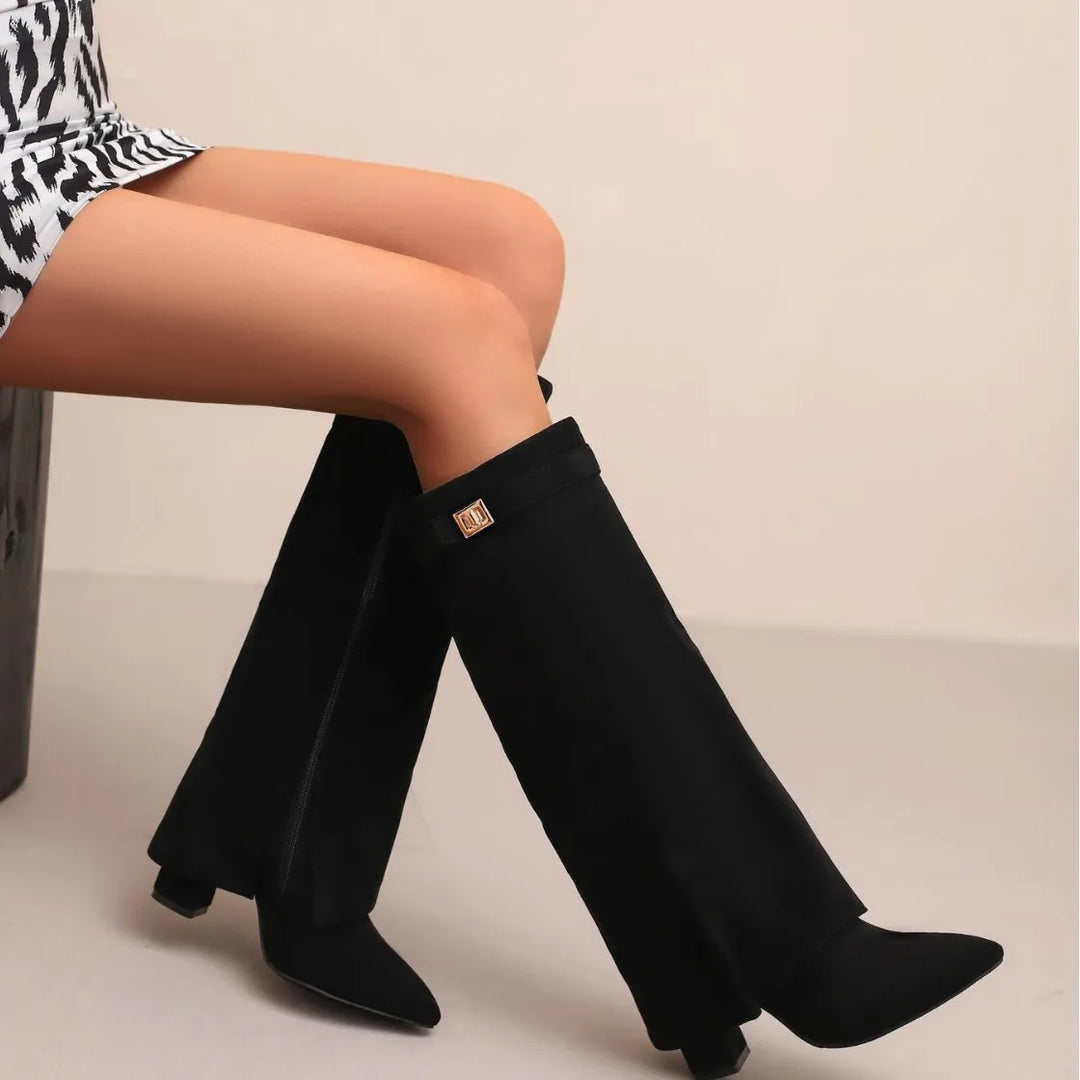 Ella | Women’s Leather Thigh-High Boots with Buckle