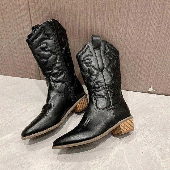 Daisy | Women’s Embroidered Leather Cowboy Style Boots