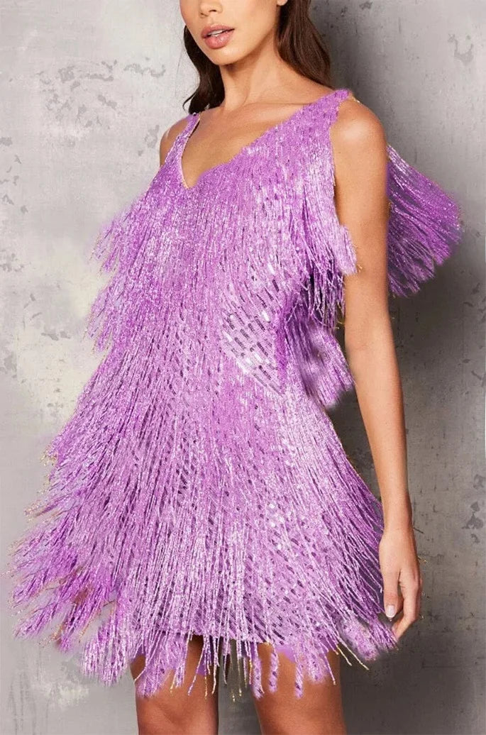 Faye | Women’s Cocktail Dress with Fringe Feathers